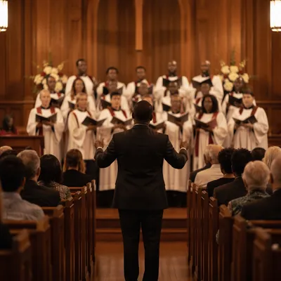 Diverse Congregation Worship in Wooden Sanctuary