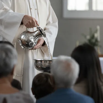 Diverse Congregation Witnessing Sacred Water Ritual