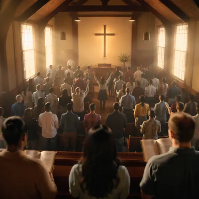 Diverse Congregation Worshiping in Community Chapel