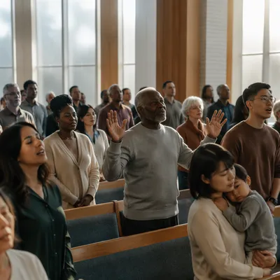 Diverse Congregation in Morning Worship Service