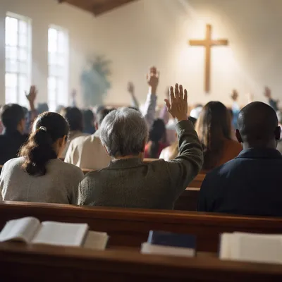 Diverse Congregation Worshiping in Modern Chapel