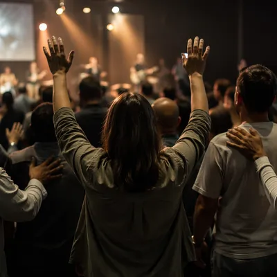 Diverse Congregation Worshiping in Modern Sanctuary