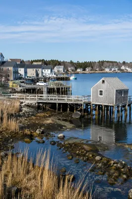 Peaceful Coastal Harbor at Low Tide