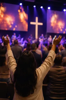 Diverse Congregation Worshiping in Modern Sanctuary