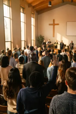 Diverse Congregation Worshiping in Warm Chapel
