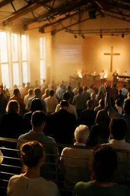 Diverse Congregation Worshiping in Warm Sanctuary