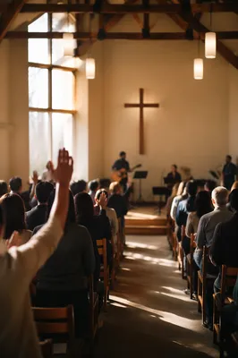 Diverse Congregation Worship in Warm Sanctuary