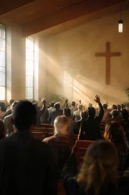 Diverse Congregation Worshiping in Warm Chapel