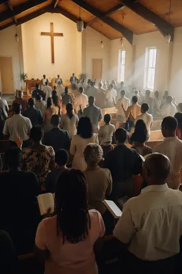 Diverse Congregation Worshiping in Warm Chapel