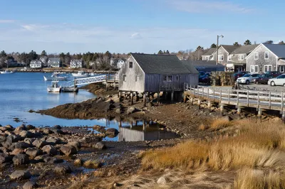Peaceful Coastal Harbor at Low Tide