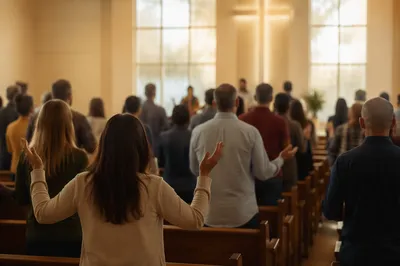 Diverse Congregation Worshiping in Warm Sanctuary