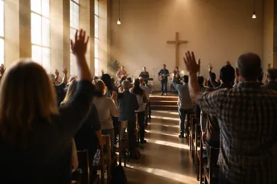Diverse Congregation Worship in Contemporary Sanctuary