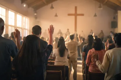 Diverse Congregation Worshiping in Warm Sanctuary