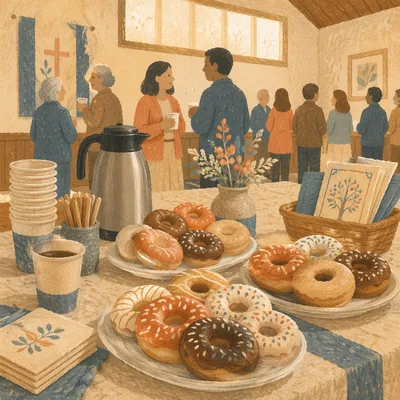 Church Fellowship Donuts and Coffee Table