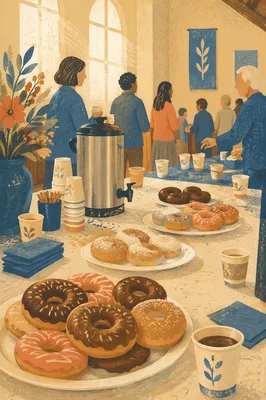 Church Fellowship Donuts and Coffee Table
