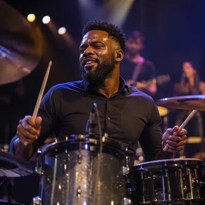 Drummer Performing on Contemporary Church Stage