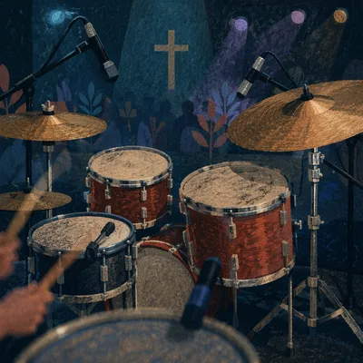 Worship Drums on Contemporary Church Stage