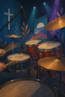 Worship Drums on Contemporary Church Stage