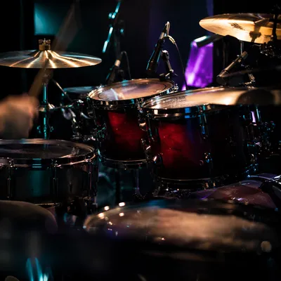 Close-Up Worship Drums on Church Stage