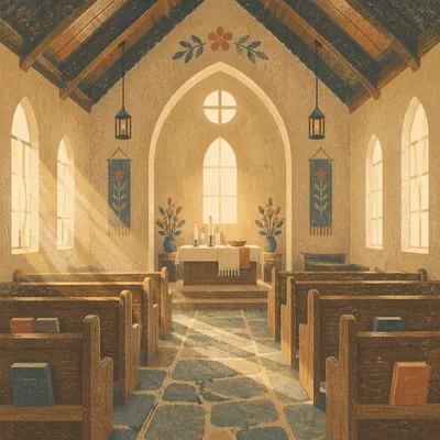 Empty Church at Dawn Prayer Light