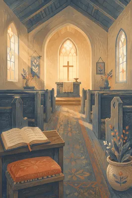 Early Morning Prayer in Empty Church