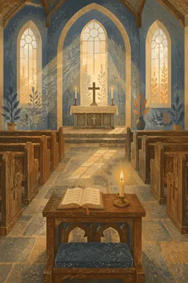 Empty Church at Dawn for Prayer