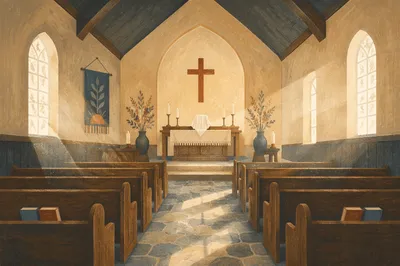 Quiet Dawn Prayer in Empty Church