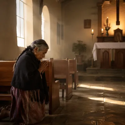 Early Morning Prayer in Quiet Church