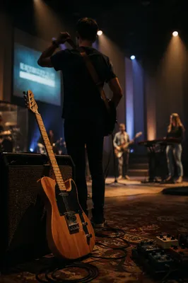 Electric Guitar on Church Worship Stage
