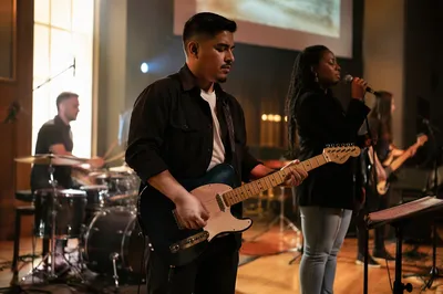 Worship Band Rehearsal on Church Stage