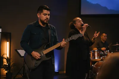Church Band Performing on Indoor Stage
