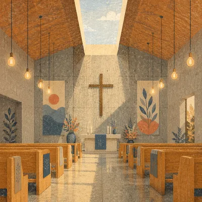 Empty Church Sanctuary in Morning Light