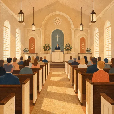 Empty Church Sanctuary in Morning Light