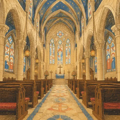 Empty Historic Sanctuary in Morning Light
