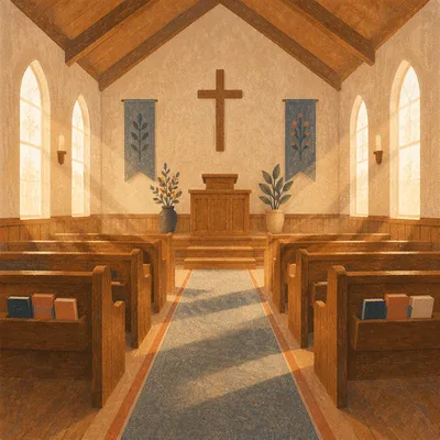 Empty Church Sanctuary in Morning Light