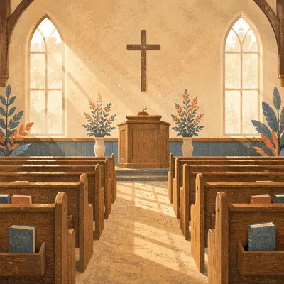 Quiet Church Sanctuary in Morning Light