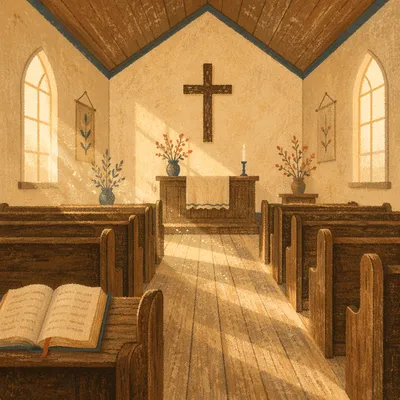 Empty Wooden Sanctuary in Morning Light