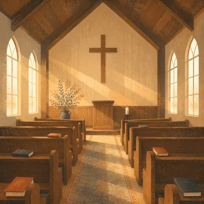 Empty Wooden Sanctuary in Morning Light