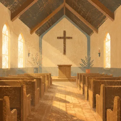 Empty Church Sanctuary in Morning Light