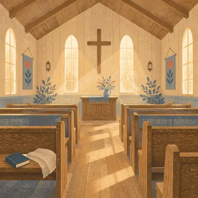 Empty Church Sanctuary in Morning Light