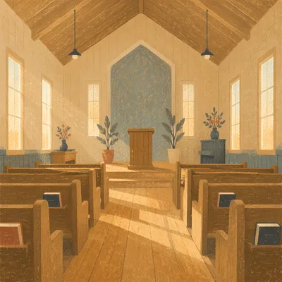 Empty Church Sanctuary in Morning Light