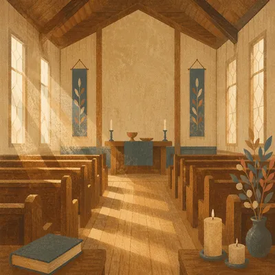 Empty Church Sanctuary in Morning Light