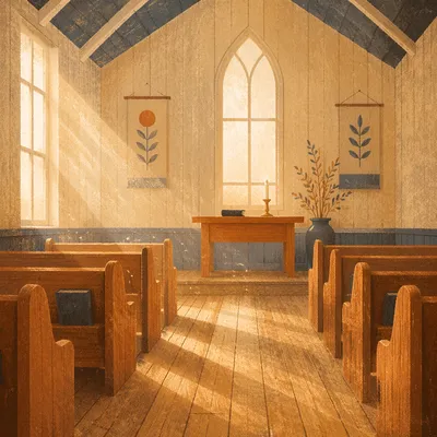 Empty Church Sanctuary in Morning Light