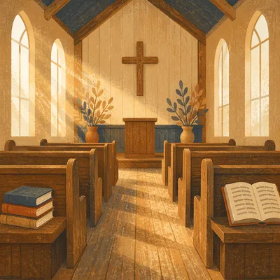 Empty Church Sanctuary in Morning Light