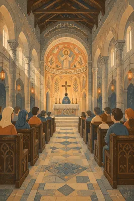 Empty Church Sanctuary in Morning Light