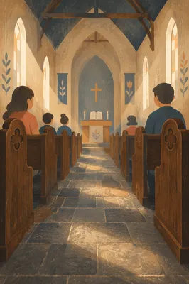 Empty Church Sanctuary in Morning Light