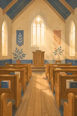Empty Church Sanctuary in Morning Light