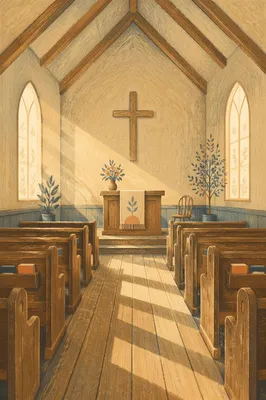 Empty Church Sanctuary in Morning Light
