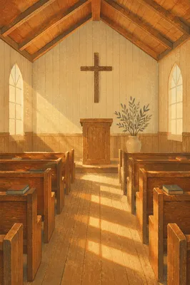 Empty Wooden Sanctuary in Morning Light