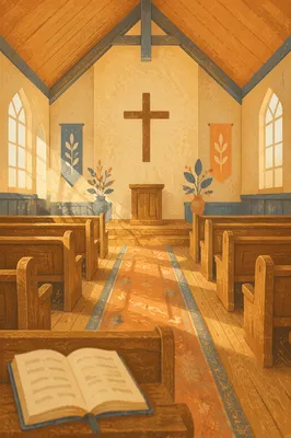 Empty Wooden Sanctuary in Morning Light